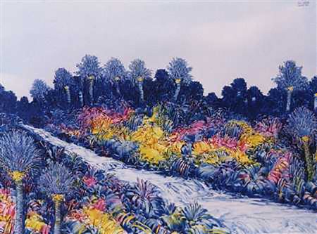 Andrea Quarto "Sentiero fra le palme "-Olio su tela - cm 30x40- Autentica...