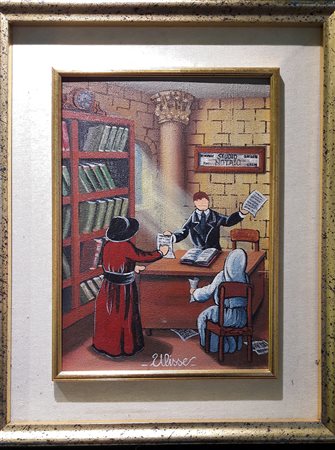 Ulisse "Il notaio" - Olio su tavola - cm 35x25 - Firma autografa dell'artista...