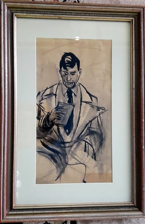 Luigi Spazzapan "Uomo che legge" - 1935 - China su carta - cm 50x25 -...