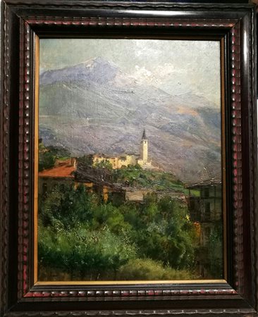 Giovanni Giani "Giaglione - Val Susa" - Olio su tavoletta - cm 39,5x31 -...