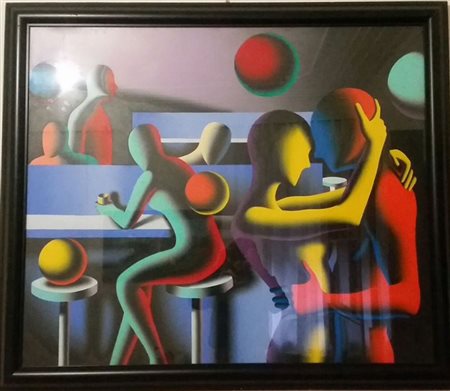 Mark Kostabi "Cocktail" - 2005 - Olio su tela - cm 110x130 - Autentica...