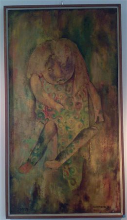 Lorenzo Alessandri "Bambola linfatica n.61" - 1959 - Olio su masonite - cm...