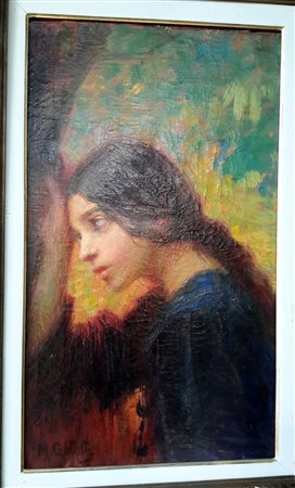Massimiliano Gallelli "Orfanella" - Olio su tela - cm 70x40 - Firma...