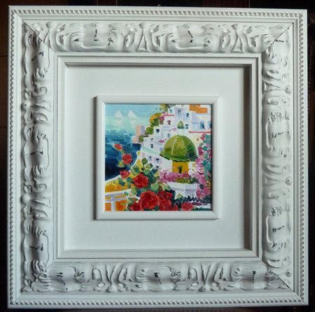 Athos Faccincani "Positano" - Olio su tela - cm 19x19 - Firma dell'artista in...