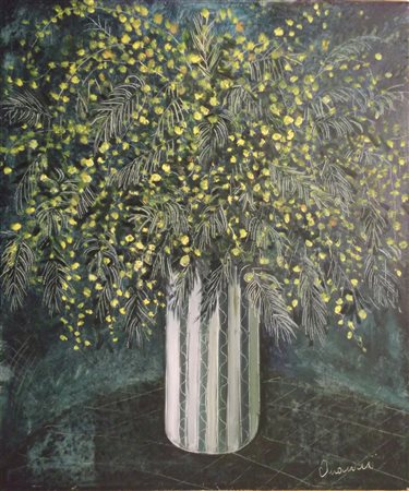 Clizia Omarini "Vaso di mimosa" - Olio su tela - cm 60x50 - Autentica...
