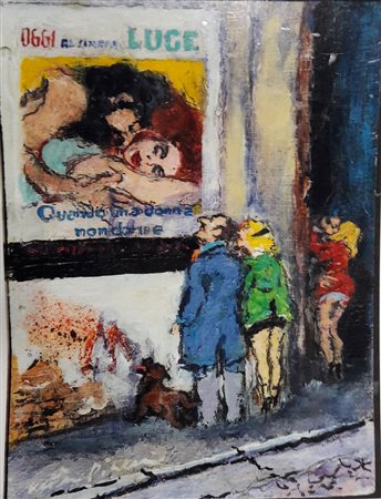 Walter Piacesi "Pubblicità" - 2008 - Olio su tavola - cm 24x18 - Autentica e...