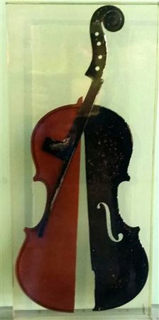 Fernandez Arman "Violino" - Inclusione di violino bruciato in resina -...