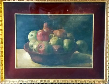 Scuola italiana dell'Ottocento "Natura morta con frutta" - Olio su tavola -...