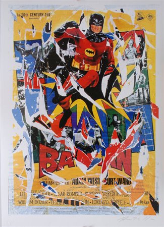 ROTELLA MIMMO Catanzaro 1918 - Milano 2006 Batman Multiplo e decollage su...