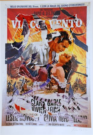 ROTELLA MIMMO Catanzaro 1918 - Milano 2006 Via col vento Multiplo e decollage...