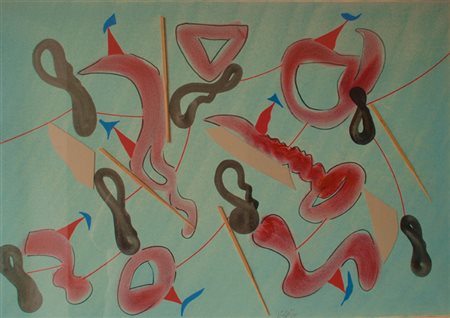 DANGELO SERGIO Milano 1932 Nel vento - 1993 Tecnica mista su tela 100 x 70 cm...