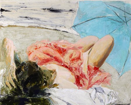 CALABRIA ENNIO Tripoli 1937 L'ombrello celeste - 1992 Olio su tela 100 x 80...