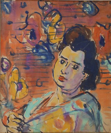 SPAZZAPAN LUIGI Gradisca D'Isonzo 1898 - Torino 1958 Gina con sfondo a grandi...