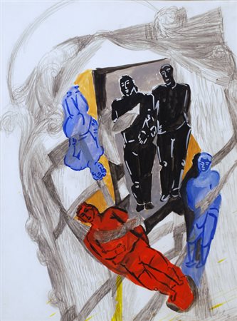 CHIA SANDRO Firenze 1946 Figure - 1988 Tecnica mista su cartoncino 45 x 60 cm...