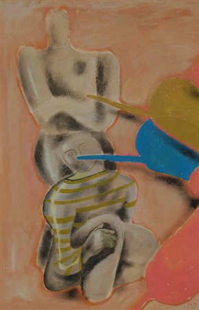 CHIA SANDRO Firenze 1946 Figure - 1989 Tempera su carta riportata su tavola...