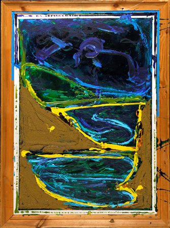 SCHIFANO MARIO Roma 1921 - 1999 Scorcio - 1988 Smalto e sabbia su tela con...