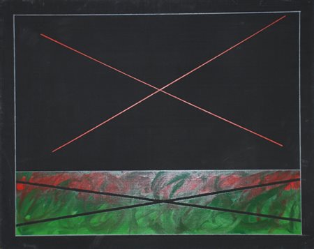 ANGELI FRANCO Roma 1935 - 1988 X - anni '80 Smalto su tela 100 x 80 cm Firma...