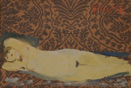 FIUME SALVATORE Comiso 1915 - Milano 1997 Ragazza sul lettino Olio su carta...