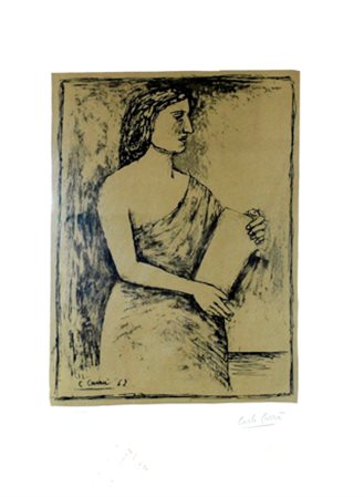 CARRÀ CARLO Quargnento (AL) 1881 - Milano 1966 Donna con libro - 1962...