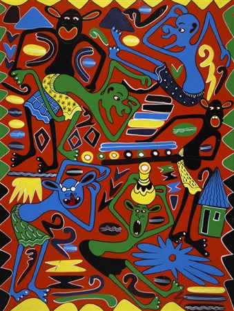 LILANGA GEORGES Tanzania 1934 - 2005 Senza titolo - 2004 Olio su faesite 60 x...