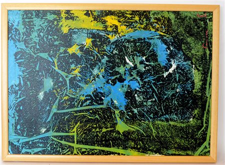 Firma indecifrata "Senza titolo" tecnica mista su tela (cm 50x70) firmato in...