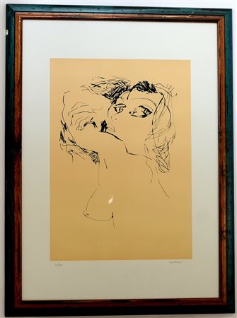 Guttuso "Figura femminile" serigrafia (cm 70x50 il foglio) esemplare 33/120,...