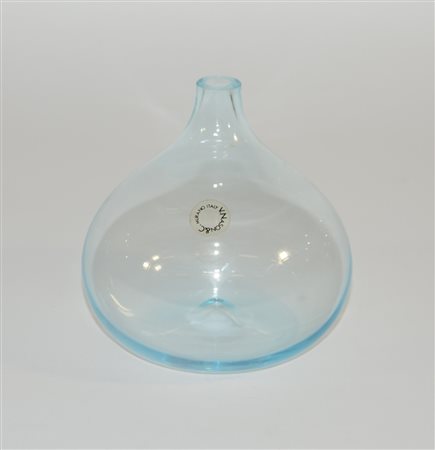 Manifattura di Murano Nason, bottiglia in vetro azzurro (h cm 26)