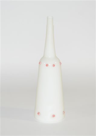 Manifattura di Murano Bottiglia in vetro lattimo con applicazione di murrine...