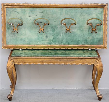 Aldo Tura (attr.) Set da vestibolo composto da un attaccapanni rettangolare a...