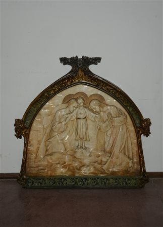 Esteva Ycia, Barcellona "La Sacra Famiglia" pastiglia tinta a finto bronzo...