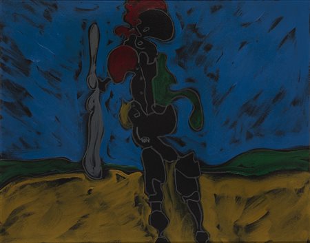 Festa "Composizione" acrilico su tela (cm 40x50) firmato e datato al verso,...