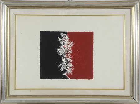 German‡ "Composizione" 1979, tempera su carta applicata su tela (cm 38x56)...