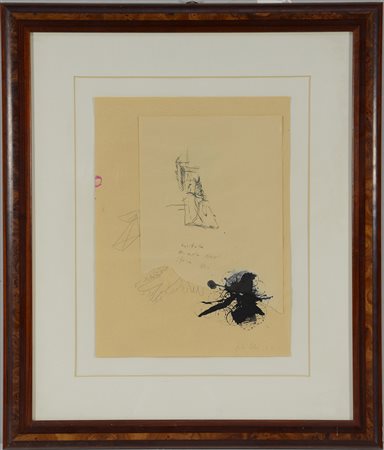 Chia "Senza titolo" 1975, tecnica mista su carta (cm 40x30) firmata e datata...