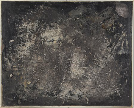 Baratella "Composizione 59" tecnica mista su masonite (cm 62x77). Firmato e...