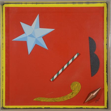 Del Pezzo "Composizione 93" tecnica mista, collage e assemblage su carta (cm...