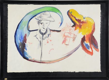 German‡ "Studio 1982". Tecnica mista su carta (cm 48x66) firmato e datato in...