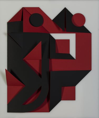 Castellani "Rosso 1999" multiplo su cartoncino traforato (cm 68x55). Firmato...