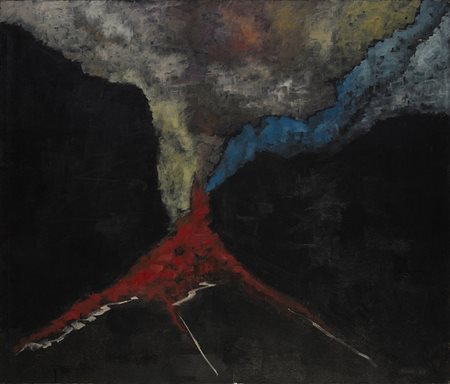 Ricos "Vulcano" Acrilico su tela (cm 95x112). Firmata e datata in basso a destra