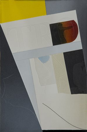 Angelo Cagnone Carcare (1941- ) "Teatro 1985" tecnica mista e collage su...