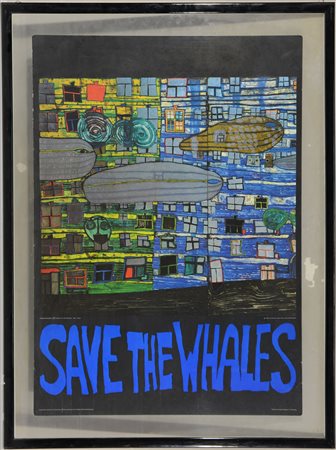 Friedensreich Hundertwasser Vienna (1928- 2000) "Save the whales" Stampa...