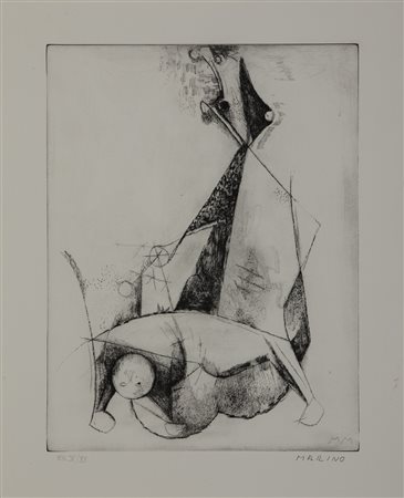 Marino Marini. "Composizione" acquaforte (cm 52x43 il foglio) firmata e...