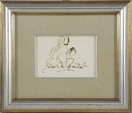 Manz˘. "Studio per figura" china su carta (cm 10x15) firmata al centro. Si...