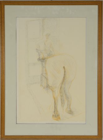 Perez "Figura metafisica" tecnica mista su carta applicata su cartone (cm...