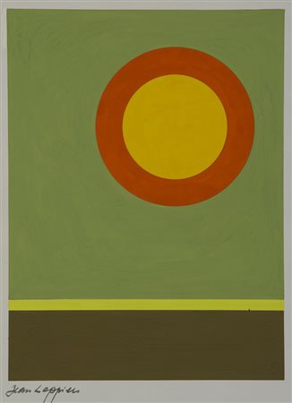 Jean Leppien. "Composizione" tempera su carta (cm 35,5x26) firmato in basso a...
