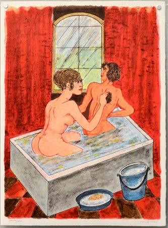 Giuseppe Migneco Messina (1908- Milano 1997) "Senza titolo" litografia tratta...