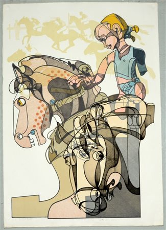 Floriano Bodini Gemonio (1933- Milano 2005) "Senza titolo" serigrafia (cm...