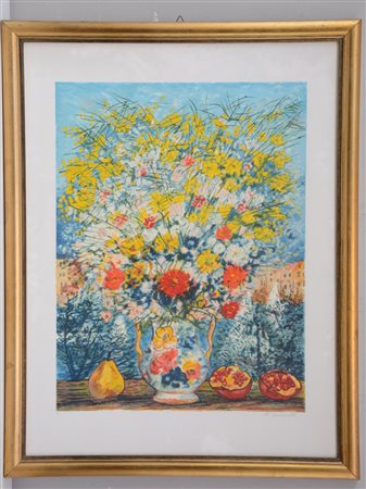 Cascella. M. "Vaso con fiori" prova d'artista firmata in basso a destra. In...