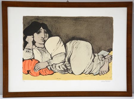 Cantatore "Figura femminile" litografia a colori firmata e numerata in basso....