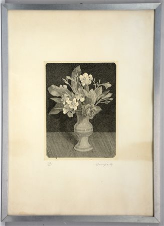 Giorgetti "Vaso con fiori" acquaforte firmata e numerata in basso. In cornice