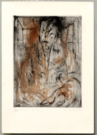 Martinelli "Figura" acquaforte ritoccata a mano (cm 34x32,5 totali) esemplare...